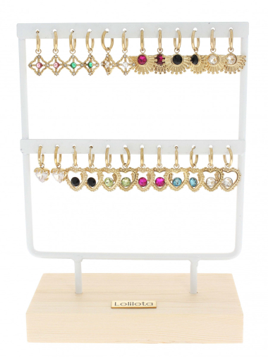 Wholesaler Lolilota - set of 12 mini creole rhinestone earrings