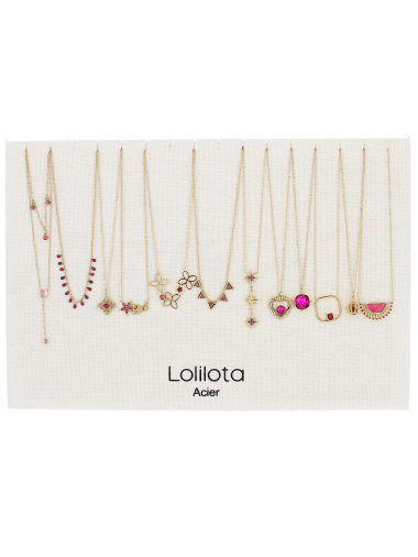 Grossiste Lolilota - lot de 12 colliers strass et émail