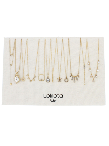 Wholesaler Lolilota - set of 12 necklaces strass