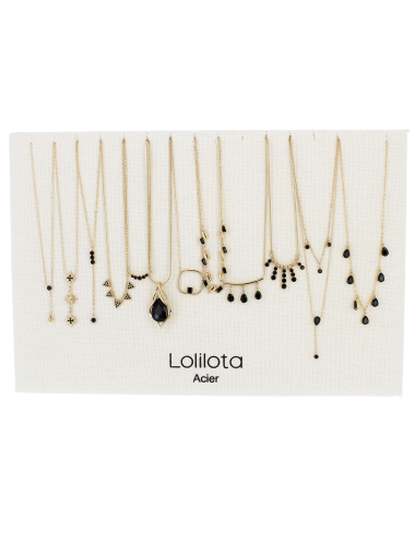 Wholesaler Lolilota - set of 12 necklaces strass