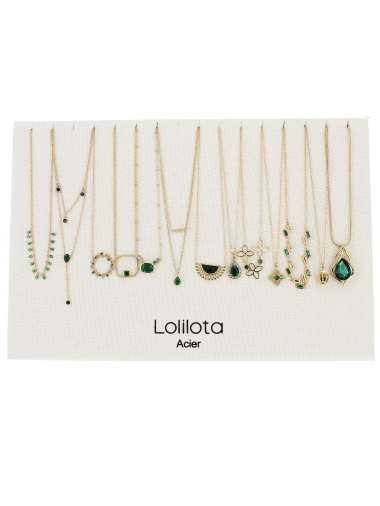 Wholesaler Lolilota - set of 13 necklaces strass and enamel
