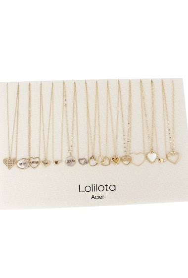 Mayoristas Lolilota - Set of 15 necklace hearts + display