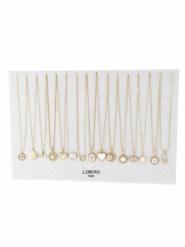 Großhändler Lolilota - Set mit 15 Halsketten aus Edelstahl