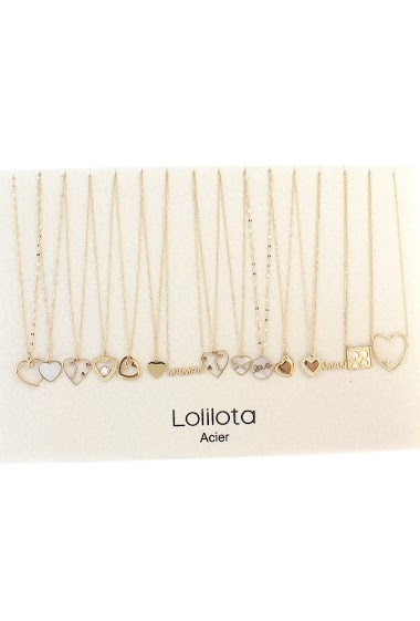 Mayoristas Lolilota - Set of 15 necklace maman and hearts + display