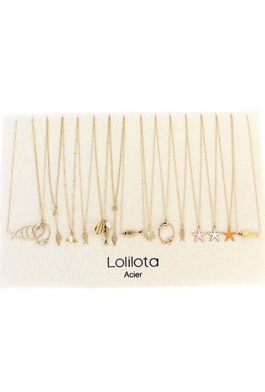 Wholesaler Lolilota - Set of 15 necklaces sea + display