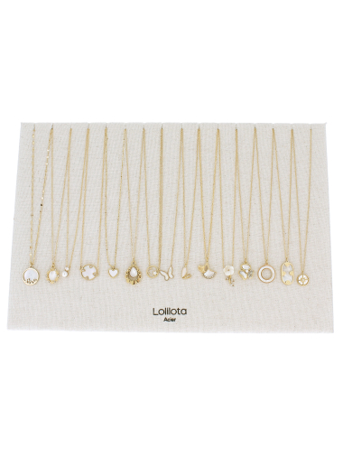 Wholesaler Lolilota - lot of 15 steel mother-of-pearl necklaces