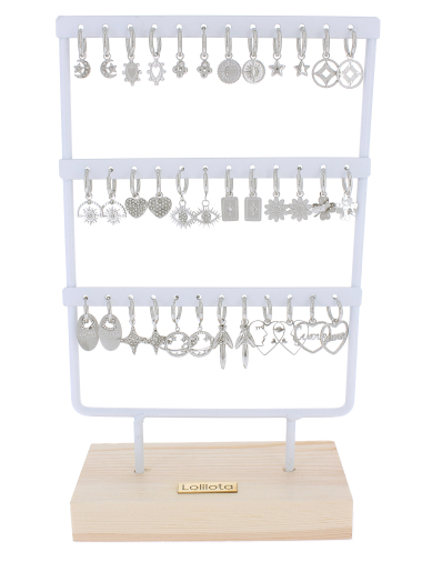 Wholesaler Lolilota - set of 18 mini hoop earrings in steel