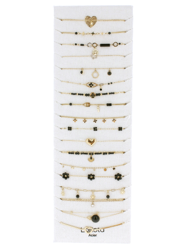 Grossiste Lolilota - lot de 18 bracelets en acier inoxydable