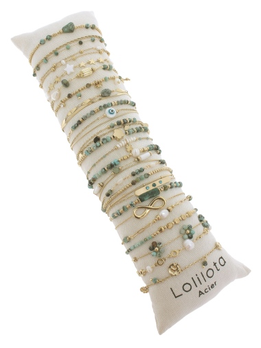 Grossiste Lolilota - lot de 24 bracelets pierre acier