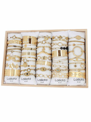 Grossiste Lolilota - lot de 40 bracelet en acier inoxydable