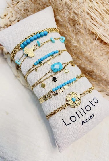 Wholesaler Lolilota - Set of 6 bracelets douvle row stone