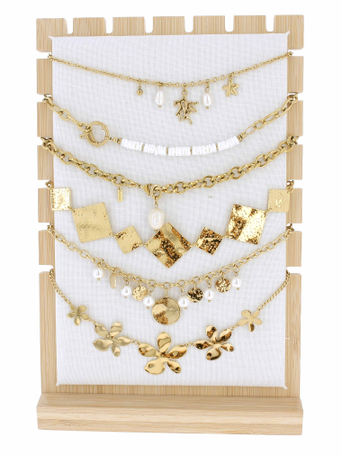 Großhändler Lolilota - Set mit 6 Halsketten aus Edelstahl