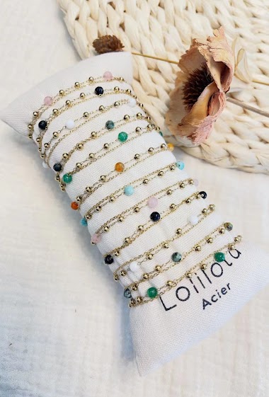 Wholesaler Lolilota - Set of 12 bracelets double row stone