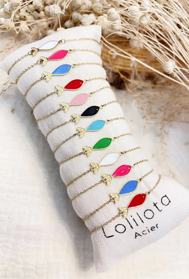 Grossiste Lolilota - Pack de 12 bracelets poisson émail