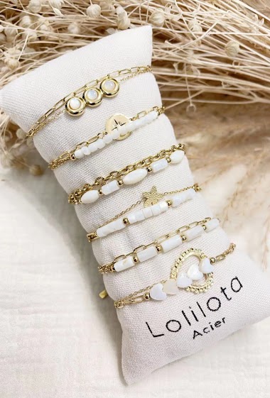 Grossiste Lolilota - Pack de 6 bracelets nacre