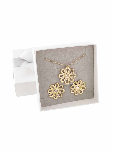 Wholesaler Lolilota - set of necklace and earring flower in stainless steel