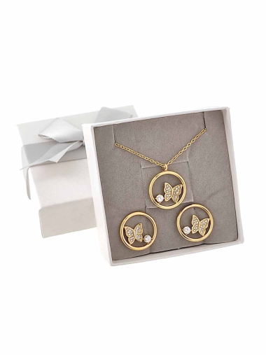 Wholesaler Lolilota - set of necklace and earring butterfly in stainless steel