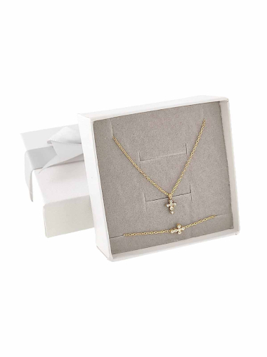 Grossiste Lolilota - parure collier et bracelet croix en acier inoxydable
