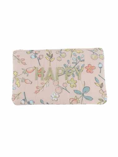 Grossiste Lolilota - pochette fleur coton "HAPPY"