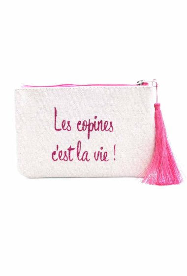 Wholesaler Lolilota - CLUTCH BAG FABRIC GLITTER "Les copines c'est la vie!"