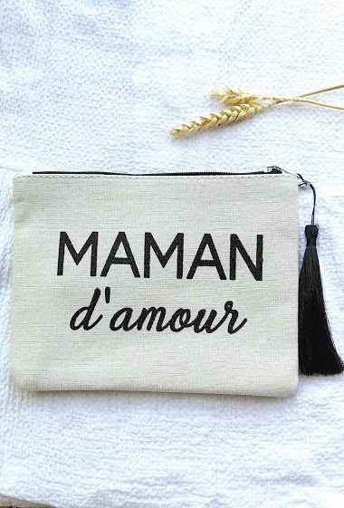 Wholesaler Lolilota - CLUTCH BAG FABRIC GLITTER "MAMAN d'amour" XL