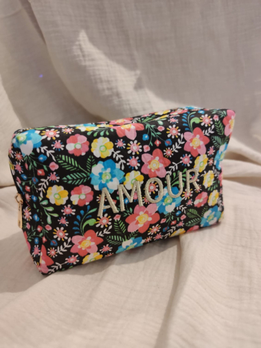 Wholesaler Lolilota - cotton pencil case / kit "AMOUR" sewn