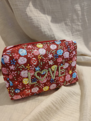 Wholesaler Lolilota - cotton pencil case / kit "LOVE" sewn