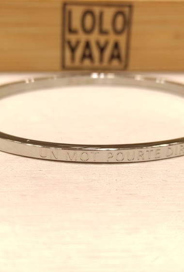 Wholesaler Lolo & Yaya - Bangle Bracelet with message « UN MOT POUR TE DIRE  » in Stainless Steel