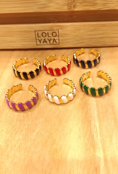 Wholesaler Lolo & Yaya - Ring enamelled Adjustable in Stainless Steel