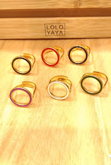 Wholesaler Lolo & Yaya - Ring enamelled Adjustable in Stainless Steel