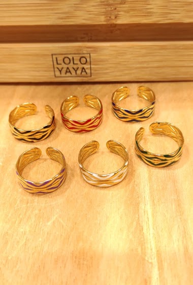 Wholesaler Lolo & Yaya - Ring enamelled Adjustable in Stainless Steel