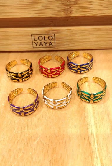 Wholesaler Lolo & Yaya - Ring enamelled Adjustable in Stainless Steel