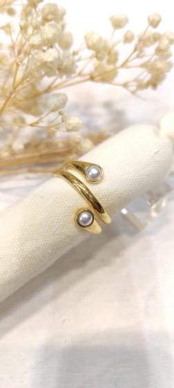 Wholesaler Lolo & Yaya - Wallen pearl ring in stainless steel