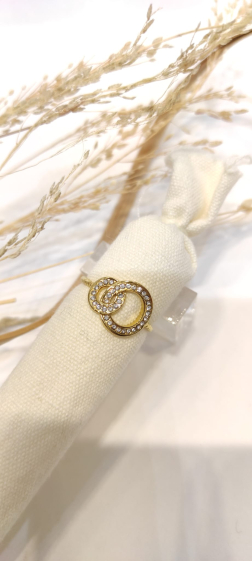 Wholesaler Lolo & Yaya - Double rings rhinestone ring in stainless steel