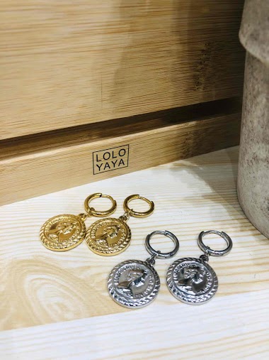 Wholesaler Lolo & Yaya - Earrings La Pièce R in Stainless Steel
