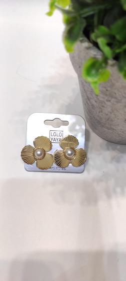 Wholesaler Lolo & Yaya - Stainless steel pearl double fan earrings