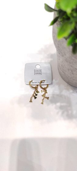 Wholesaler Lolo & Yaya - Mini triangle dangling earrings in stainless steel