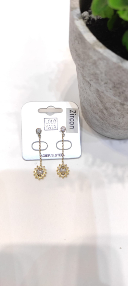 Wholesaler Lolo & Yaya - Arletty rhinestone earrings in stainless steel