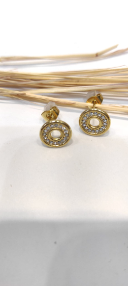 Wholesaler Lolo & Yaya - 1cm rhinestone Monia earrings in stainless steel