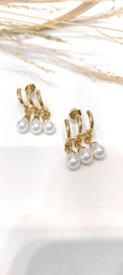 Wholesaler Lolo & Yaya - 2.5cm Sabaa pearl earrings in stainless steel