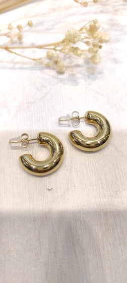 Wholesaler Lolo & Yaya - Ymen steel earrings 2cm and thickness 0.5cm