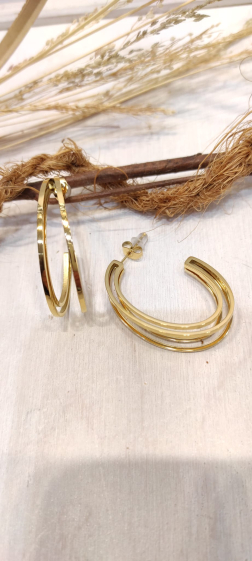 Wholesaler Lolo & Yaya - 3cm Ozlem earrings in stainless steel