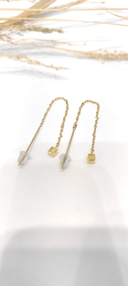 Wholesaler Lolo & Yaya - Lizete 6cm cube earrings in stainless steel