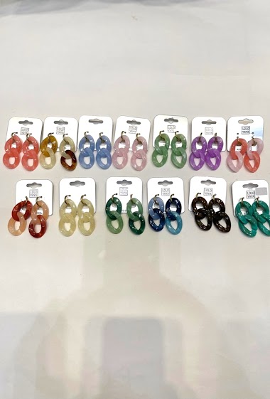 Wholesaler Lolo & Yaya - Boucles d’oreilles acrylique acidulé bicolore en acier inoxydable