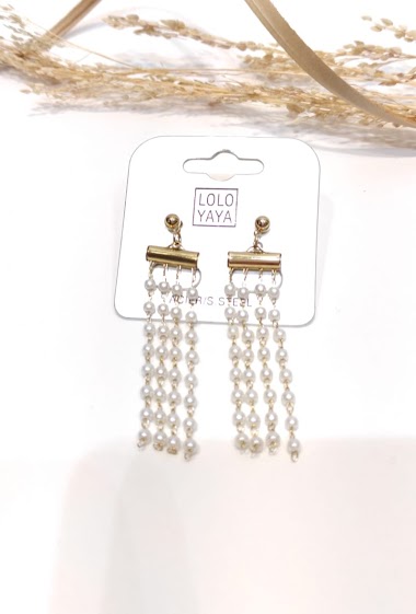Wholesaler Lolo & Yaya - Boucles d’oreilles Assetou perle en acier inoxydable