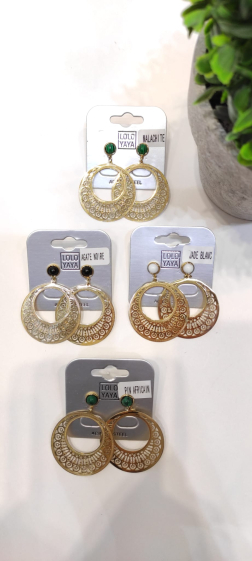 Wholesaler Lolo & Yaya - Earrings with Rollande stone in stainless steel