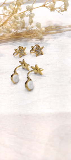 Wholesaler Lolo & Yaya - Stainless steel star rhinestone clip earrings