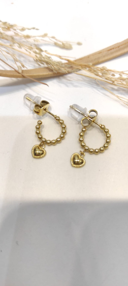 Wholesaler Lolo & Yaya - Kumba heart earrings in stainless steel
