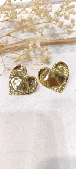 Wholesaler Lolo & Yaya - Svea 3cm heart earrings in stainless steel
