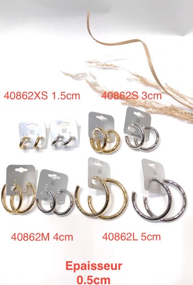 Wholesaler Lolo & Yaya - 3cm hoop earrings in stainless steel